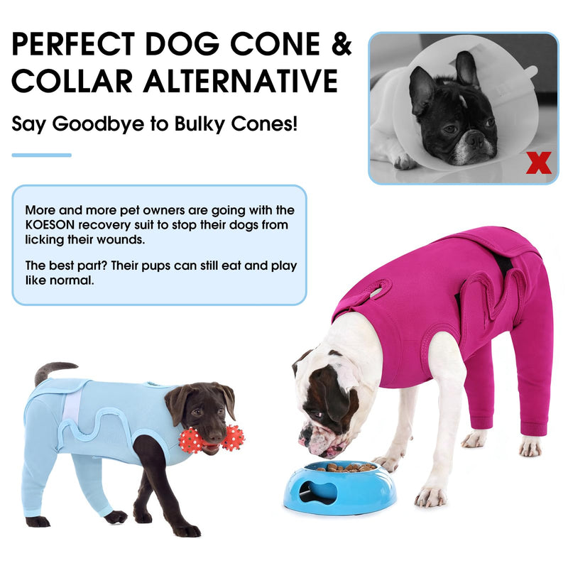 KOESON Adjustable Dog Recovery Suit for Hind Legs, Soft Dog Surgery Recovery Suit with Long Back Sleeves, Rear Leg Sleeve to Stop Licking for Medium Dogs, Pet Surgery Shirt Female Male, M Blue