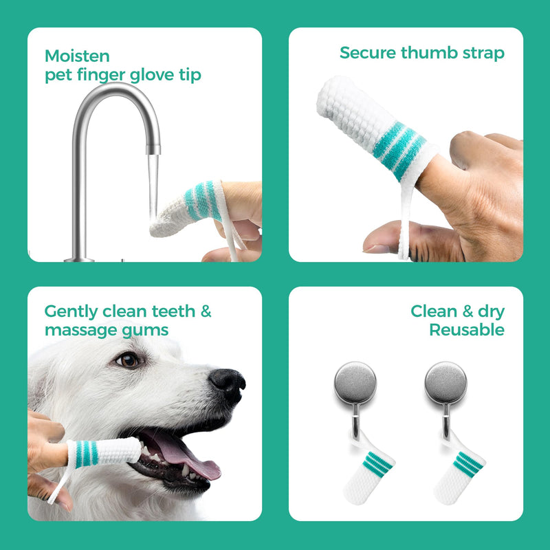 2X Pet Finger Toothbrush - Anti-Plaque - Silver Ion Protection - Soft Dog & Cat Toothbrush for Plaque Removal - Freshens Breath - Prevents Tartar - Dog & Cat Dental Care & Hygiene - Reusable Premium