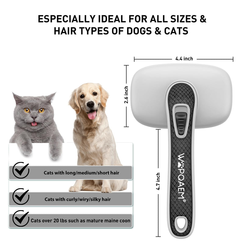Cat Brushes for Indoor Cats,Skin Friendly Cat Brush for Shedding & Grooming Brush for Long or Short Haired Cats, Easy Clean Retractable Bristles, Grey Grey 1 PCS - PawsPlanet Australia