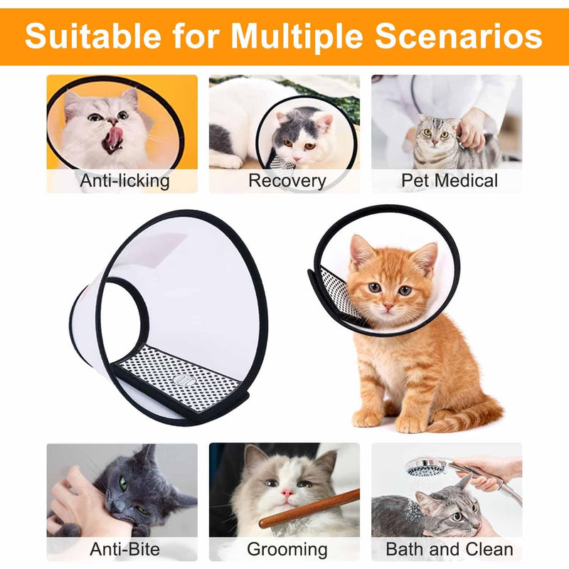 VOVIGGOL 2 Pack Cat Cones to Stop Licking, Cat E Collar Pet Cone for Cats After Surgery, Pet Elizabethan Collar Dog Head Cone Recovery Cone for Most Cats & Small Dogs (Size M, 5#) Medium 5# (Neck Girth7.1" - 10.7", Depth 5.1'')