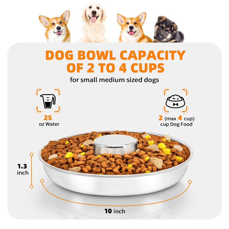 Stainless Steel Puppy Bowls 2 Pack, Pet Slow Feeder Bowls, Water Bowl, Feeding Weaning for Small Medium Large Dogs, Cat, Pets (2 Pack, Medium：1.3” x 10”) Medium：1.3” x 10” - PawsPlanet Australia