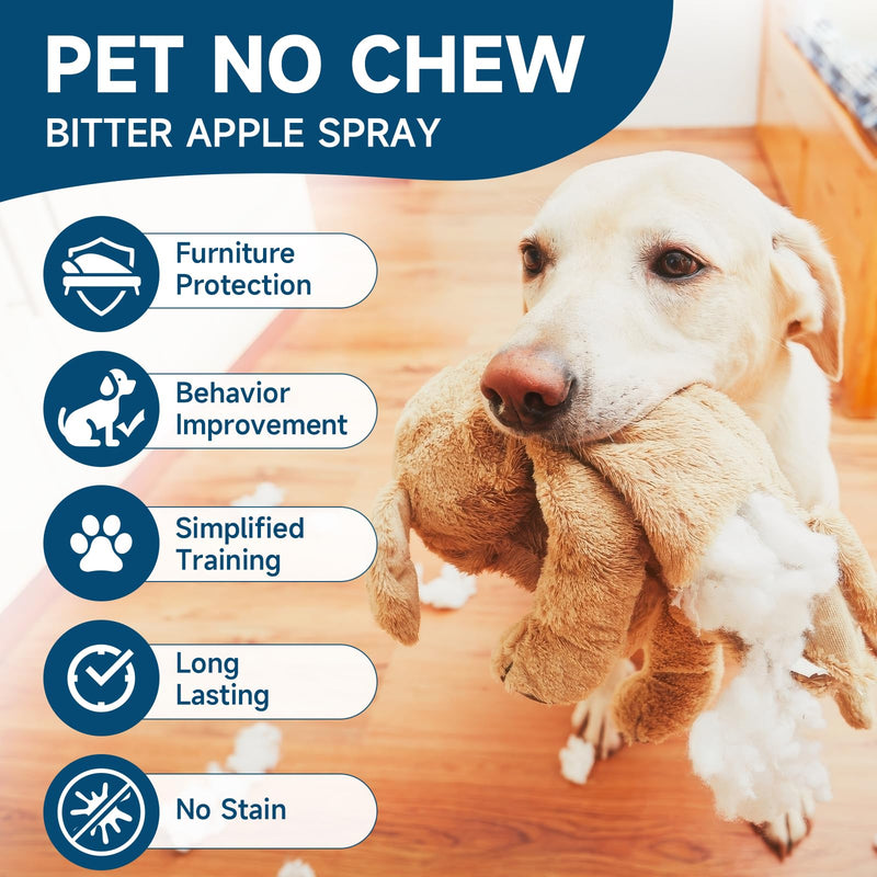 No Chew Spray for Dogs, 200ML Bitter Apple Spray for Dogs to Stop Chewing Carpet, Furniture, Shoes, Plants, Effective Dog Deterrent Spray, Dog Training Anti Chew Spray for Dogs Puppies