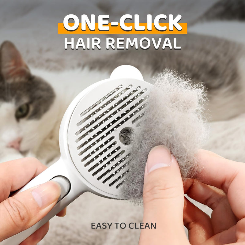 Cat Steam Brush, Self Cleaning Pet Spray Hair Removal Comb with Release Button, 3 In 1 Cat Brush for Indoor Cats for Shedding, Waterproof Pet Grooming Brushes for Long Short Haired Dogs Cats White - PawsPlanet Australia