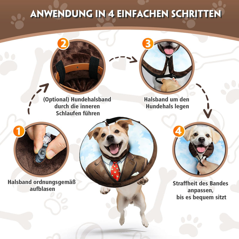 Inflatable Collar for Dogs & Cats - Soft Lick Protection Collar with Adjustable Drawstring, Ideal After Surgery or Wounds, Vision Stays Free, M Suits medium / 1