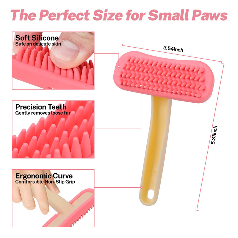 Bunny Brush, Soft Silicone Small Animal Brush, Short Hair Dog Brush - Removes Loose Fur, Detangles & Massages for Rabbits, Chinchillas, Kittens & Puppies During Shedding Season or Bath Time - PawsPlanet Australia