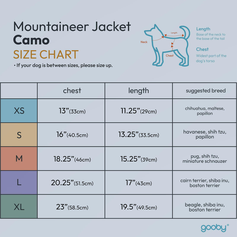 Gooby Mountaineer Jacket Camo - Olive, Large - Waterproof Reflective Lining Jacket with Lift Handle and Leash Attachments for Small Dog and Medium Dog Large (20.25") - PawsPlanet Australia