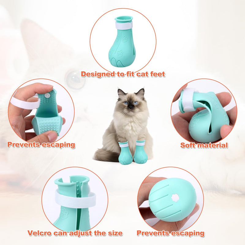 4 Pcs Silicone Cat Feet Claw Covers, Anti-Scratch Cat Nail Shoes Kitten Feet Paw Boots Cat Protector Caps to Prevent Scratching Pet Supplies for Bathing Shaving Grooming - PawsPlanet Australia