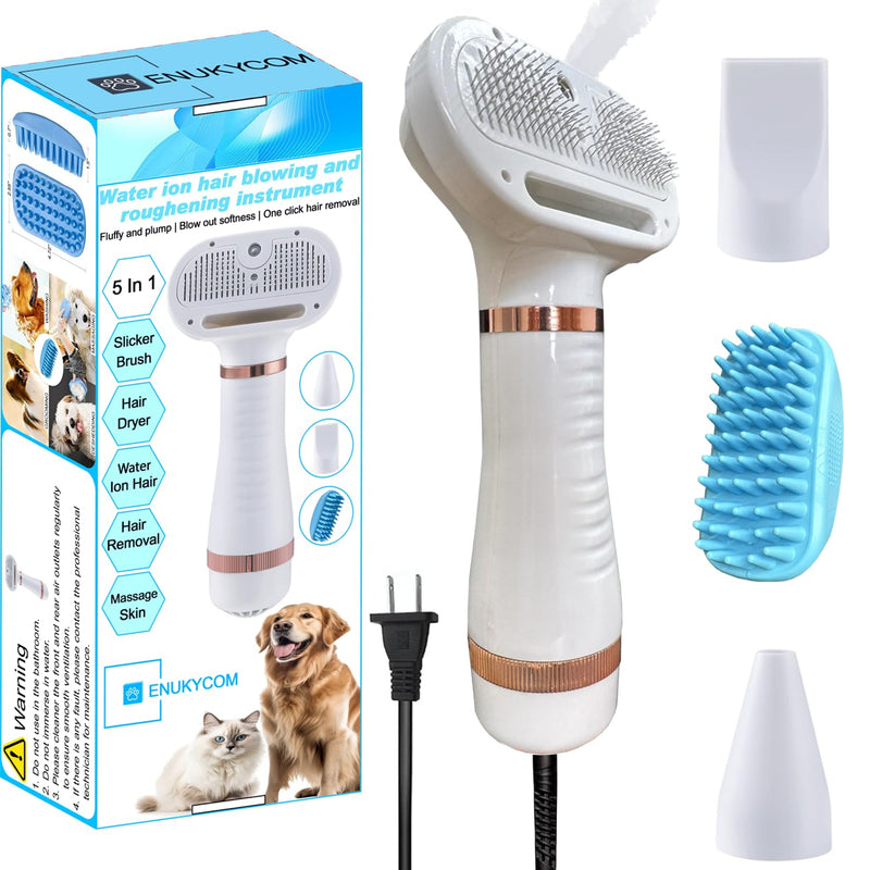 300W Quiet Pet Blow Dryer - Pet Hair Dryer for Small & Medium Dogs and Cats with Removal Comb & Silicone Bath Massage Brush for Home Grooming -Mist/Spray/Steam Brush for Cat & Dog - PawsPlanet Australia