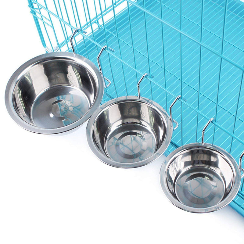 Wontee Pet Bowl Stainless Steel Hanging Food Water Cup Feeder with Hook Detachable for Dogs Cats Kennel, Bird Parrot Rabbit Cage S - PawsPlanet Australia