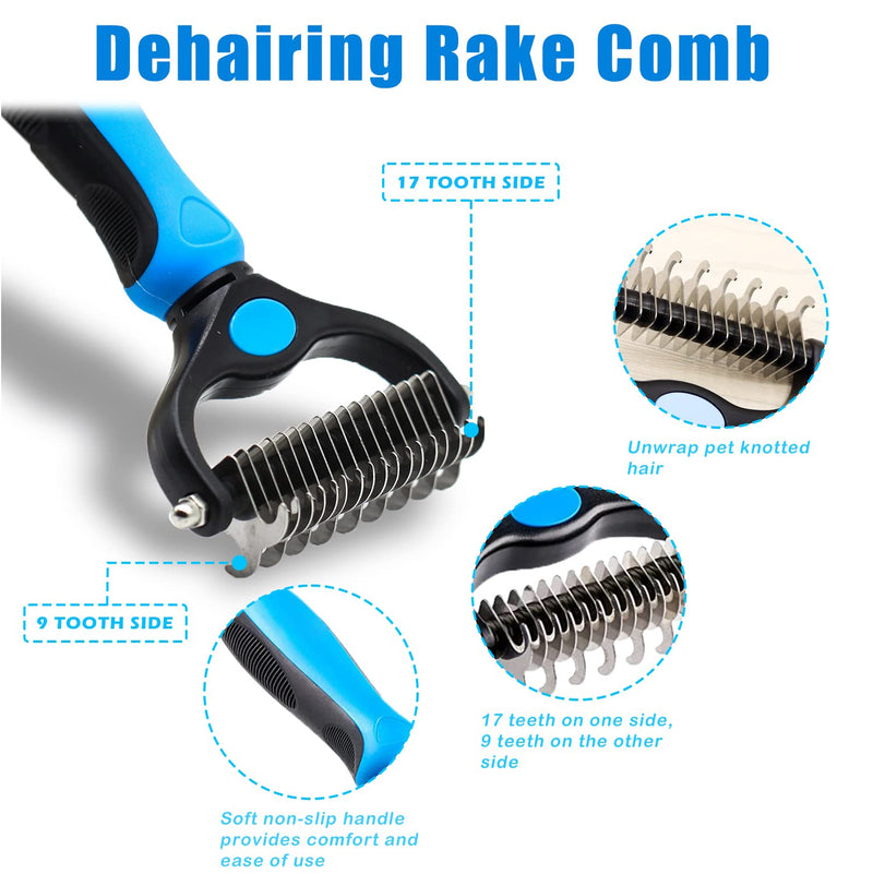 Dog Grooming Kit with Self Cleaning Slicker Brush, Pet Hair Remover Massage Gloves, Shedding Dematting Steel Comb for Long & Short Haired Cats Dogs, 4 Count - PawsPlanet Australia