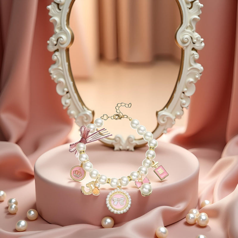 1Pc Pink Medium Dogs Pearl Collars Pet Pearl Dog Princess Bow Necklace Cute Collar Puppy Accessories Cat Jewelry Pearls Neck Strap for Dog Cat (M) Collars, Basic Dog Collars, Harnesses and Leashes - PawsPlanet Australia