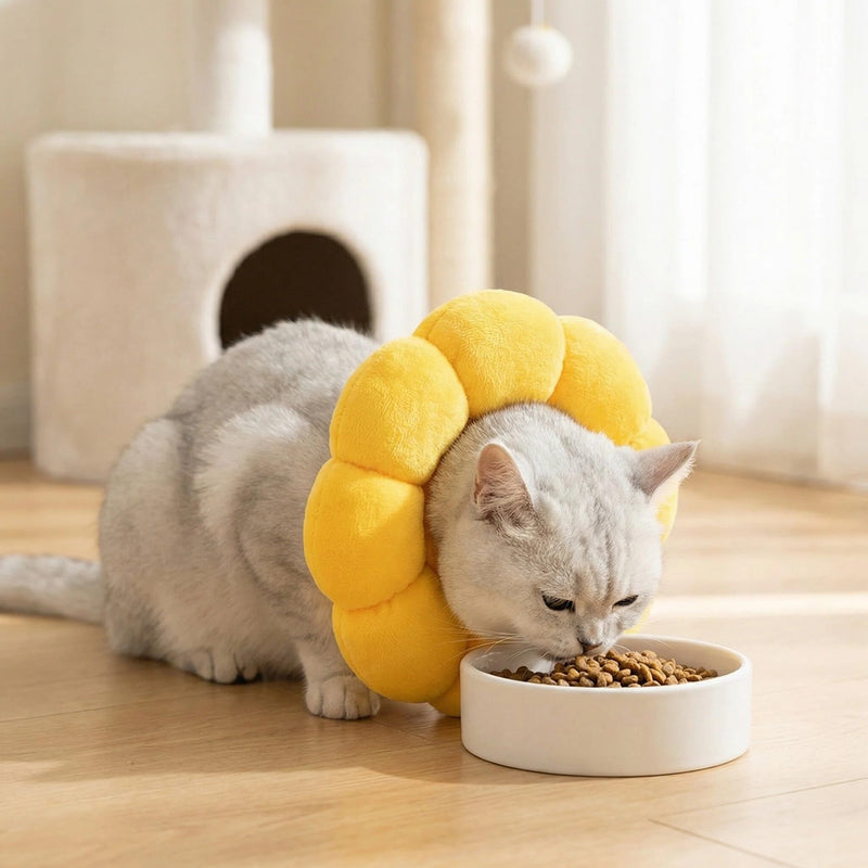 Cute Sunflower Cat Cone Collar, Soft & Comfortable Adjustable Cat Collar for Recovery, Protective Pet Cones to Stop Licking Wounds, for Cats, Small Dogs, Rabbits and Other Pets