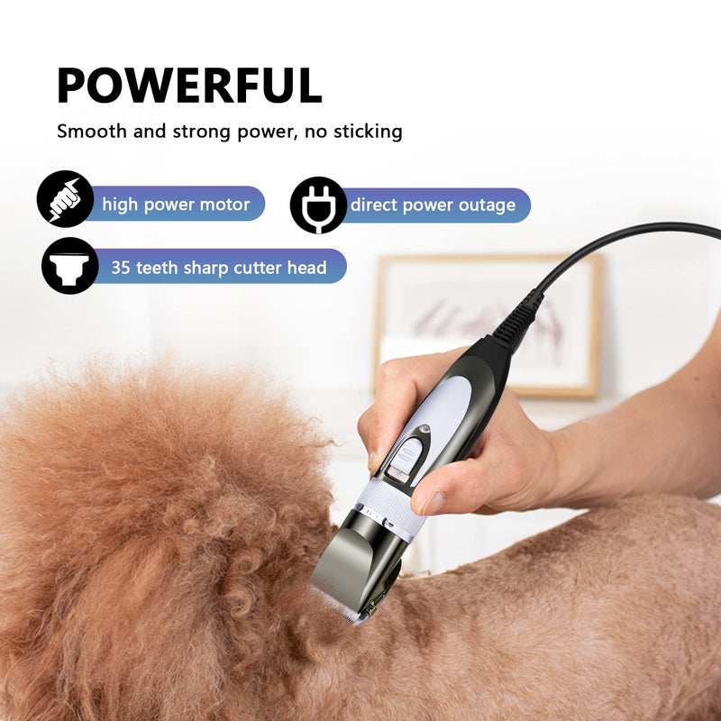 12V Professional Dog Clippers for Grooming, Electric Sheep Shears Pet Grooming Clippers for Thick Coat Heavy Duty Animal Hair Fur Trimmers Shaver Silver - PawsPlanet Australia