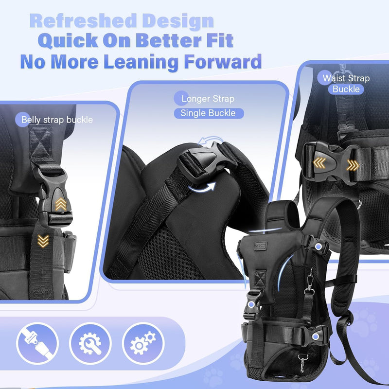 YUDODO 6-11lbs Front Pet Carrier Backpack for Small Dogs and Cats, Secure and Breathable Mesh Travel Dog Carrier with Safety Belt, Ergonomic Support, Adjustable for Walking, Hiking (Black-Pro S) Small (6-11lbs) Black - PawsPlanet Australia