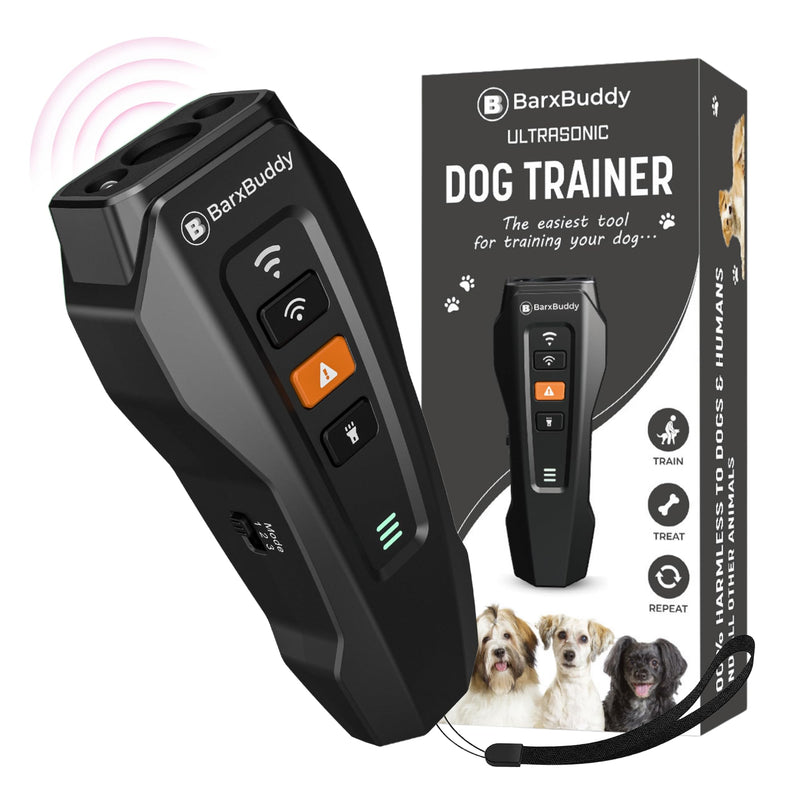BarxBuddy 2nd Gen Dog Bark Deterrent Devices | Long Range Ultrasonic | Bark Collar Alternative | Dog Training Indoor/Outdoor | Rechargeable Anti Bark Device for Dogs (Black) Black - PawsPlanet Australia