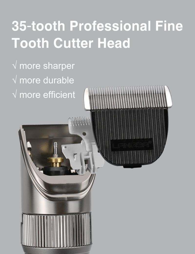 Dog Grooming Clippers High Power Dog Clipper for Thick Heavy Coats Low Noise Plug-in Pet Trimmer Pet Professional Grooming Clippers with Guard Combs Brush for Dogs Cats and Other Animals 12V Motor Grey
