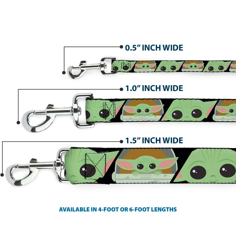 Star Wars Pet Leash, Dog Leash, Star Wars The Child Chibi Face Blocks Black, 6 Feet Long 1.5 Inch Wide 6 Feet Long - 1.5" Wide