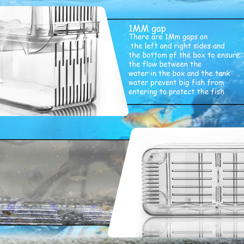 Fish Breeding Box Aquarium Fish Tank Hatchery Incubator Breeder Box Fish Breeding Tanks Acrylic White Breeder Isolation Divider Hatching Boxes with Suction Cups Medium