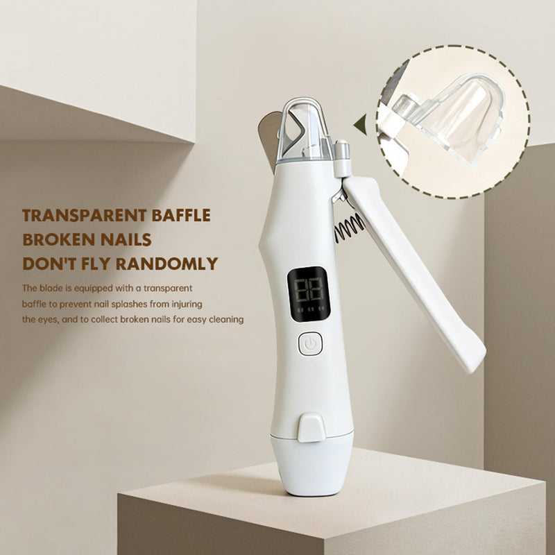 pet nail clippers and electric nail file with LED light, nail file and nail grinder, suitable for dogs and cats, white. - PawsPlanet Australia