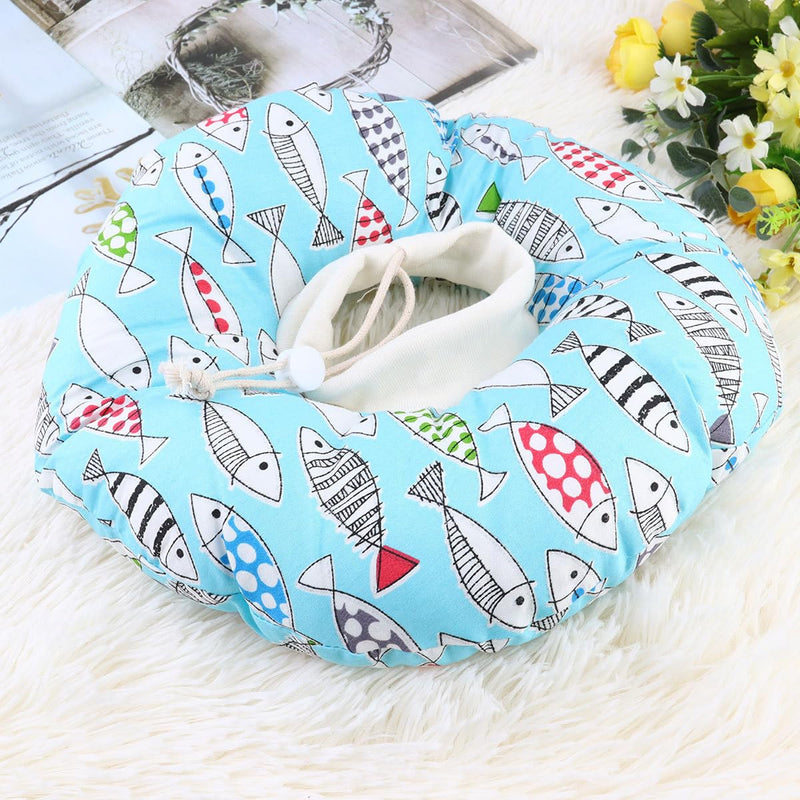 PRETYZOOM Soft Cat Collar with Fish Pattern, Anti-Lick and Anti-Scratch Protective Collar Made of PP Cotton, Lightweight and Fashionable, for Sterilization and Recovery of Pets