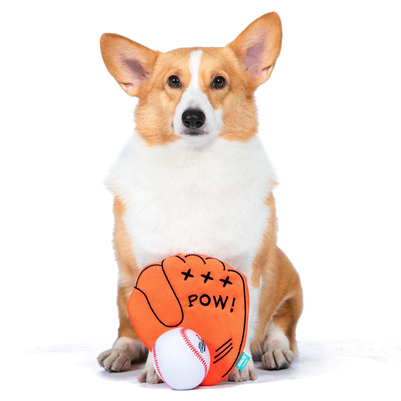 2-Piece Interactive Dog Toy Set - Durable Canvas Baseball Glove and Ball Toy for Large, Medium, Small Dogs - Fun Fetching and Chew Toy with Crinkle Sound, 7 Inch One Size - PawsPlanet Australia