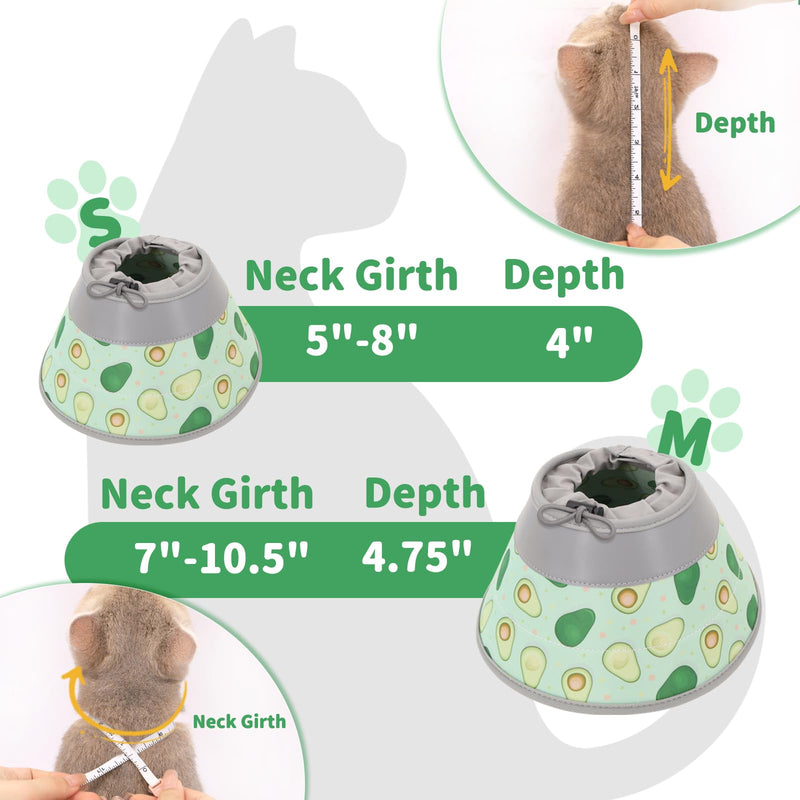 Cat Cone Collar Soft, Comfortable Cat Recovery Collar Pet Cone for Small Large Cats, Lightweight Elizabethan Collar for Cats Kittens After Surgery Prevent from Licking Wounds, Green, S S Neck Girth(5"-8") - PawsPlanet Australia
