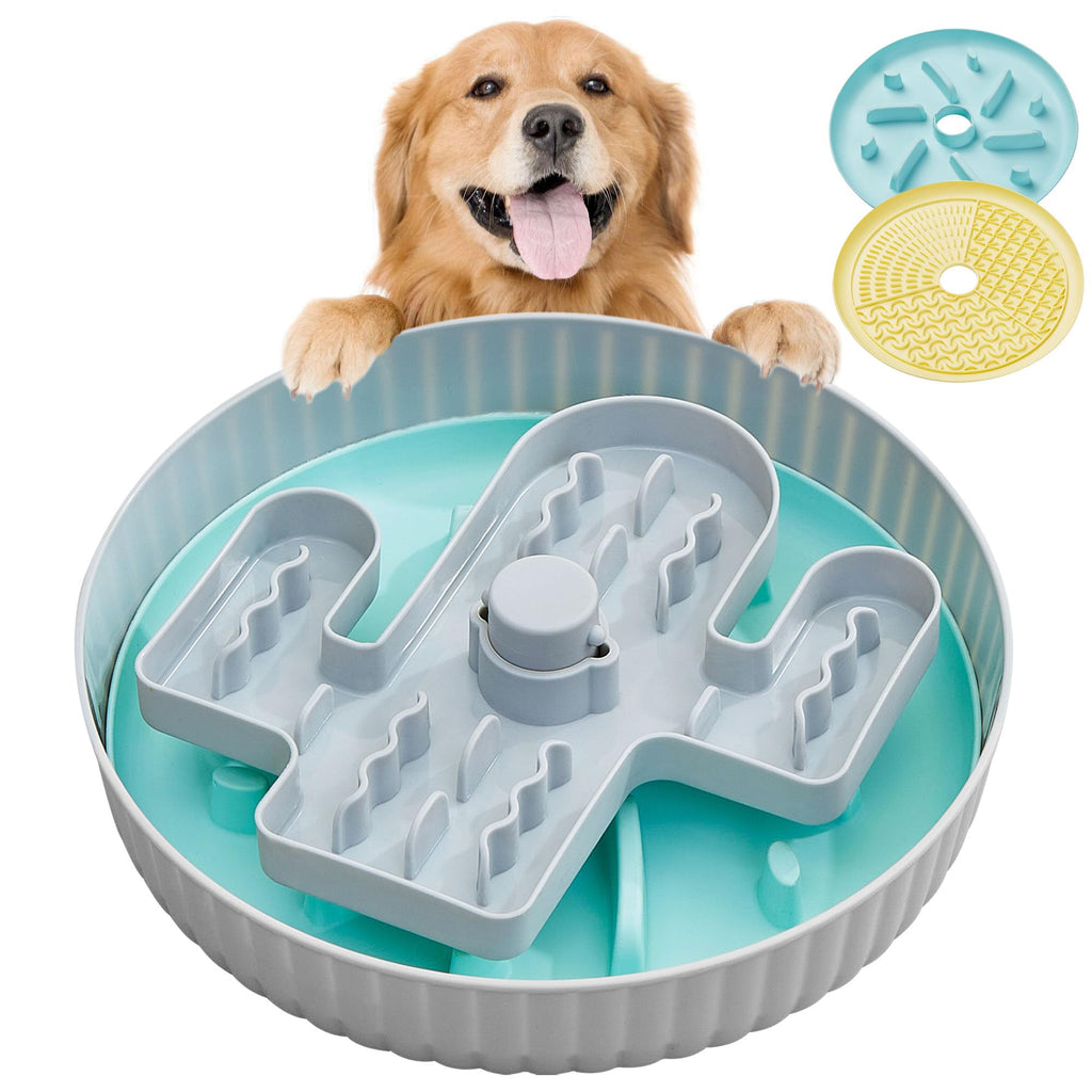 Suhaco Slow Feeder Dog Bowls Large Breed with 2 Slow Feeder Pads, Anti-Choking Puzzle Dog Food Bowls for Medium and Large Dogs, Anti-Slip Dog Slow Feeding Bowls Slow Down Eating Maze Dog Bowls (Green) Green - PawsPlanet Australia