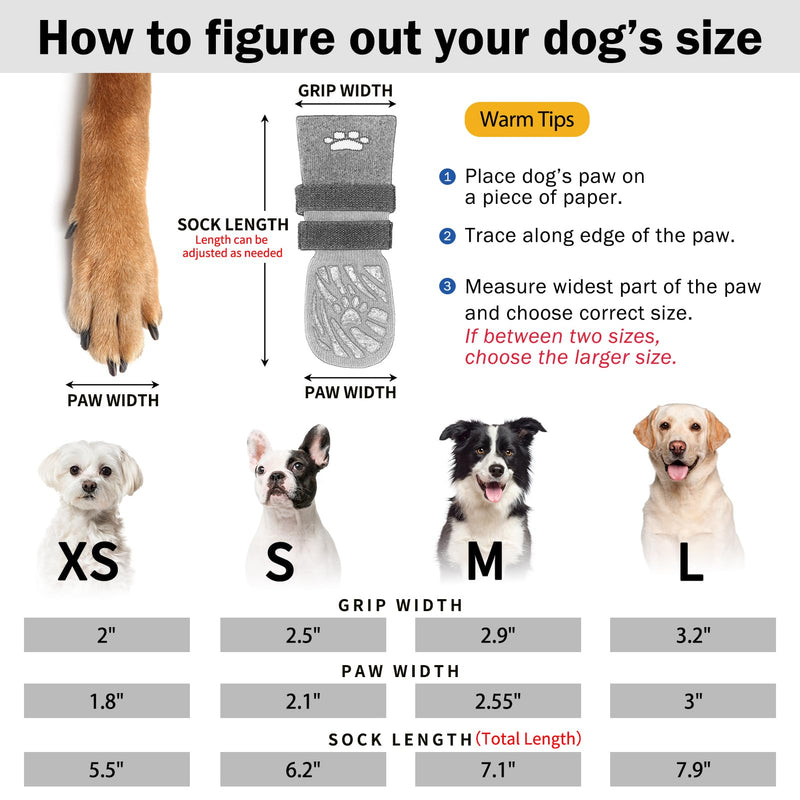 SCENEREAL Dog Socks to Prevent Licking Paws for Hot/Cold Pavement, Dog Boots & Paw Protectors for Small Medium Large Dogs, Senior Dog Grippy Socks Booties for Hardwood Floors Winter Outdoor, Khaki L L(Pack of 4) - PawsPlanet Australia