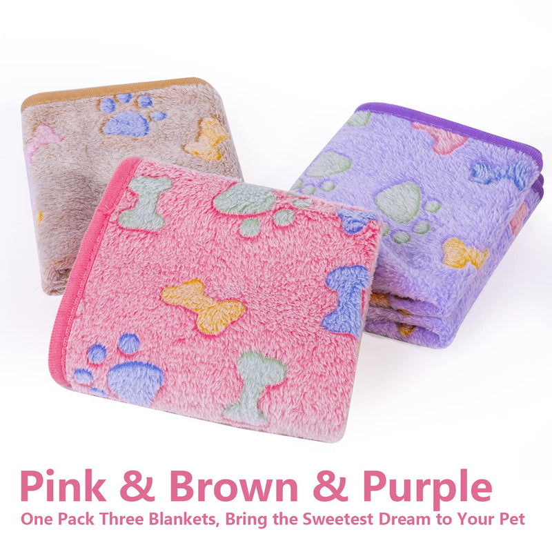 LeapSheep Pet Blankets for Dogs Cats - 3Pack Bone Pattern Super Soft Fluffy Dog Blankets for Small Medium Large Doggy Kitten (Bone, Large) Large 41''x31'' - PawsPlanet Australia