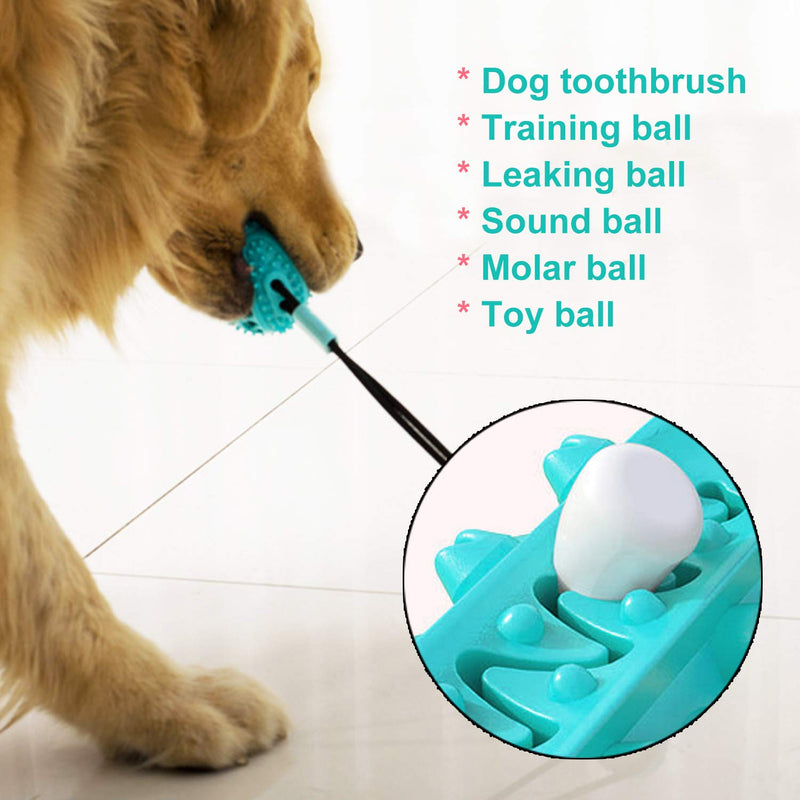 Guardians Dog Chew Toy with Suction Cup for Aggressive Chewers, Puppy Training Treats Food Dispensing Toothbrush Pet Teeth Cleaning Rope Toys for Small Medium Dogs Blue