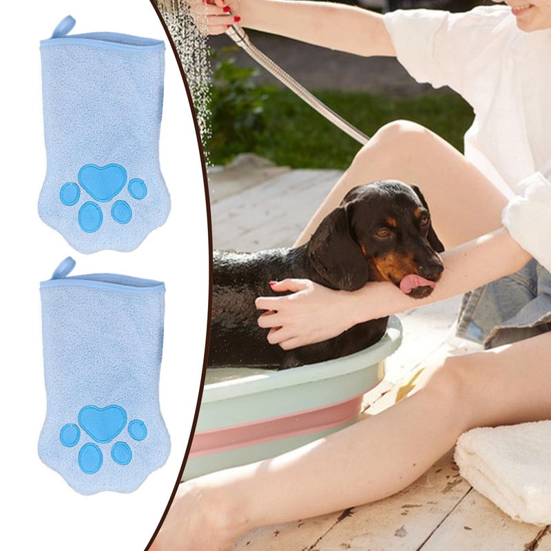 Cat bath gloves, efficient tool, soft microfiber towel for long-haired cats, stable shedding control, ideal for travel, outings, grooming, 2 pieces, sky blue