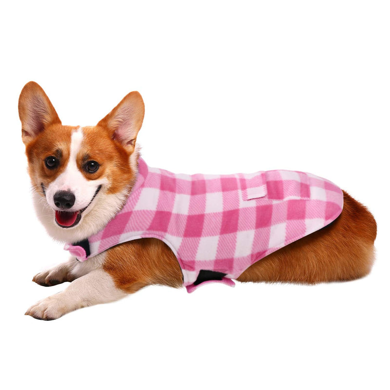 Dog Winter Coat, ASENKU Dog Fleece Jacket Plaid Reversible Dog Vest Waterproof Windproof Cold Weather Dog Clothes Pet Apparel for Small Medium Large Dogs (XXL, Pink) XX-Large