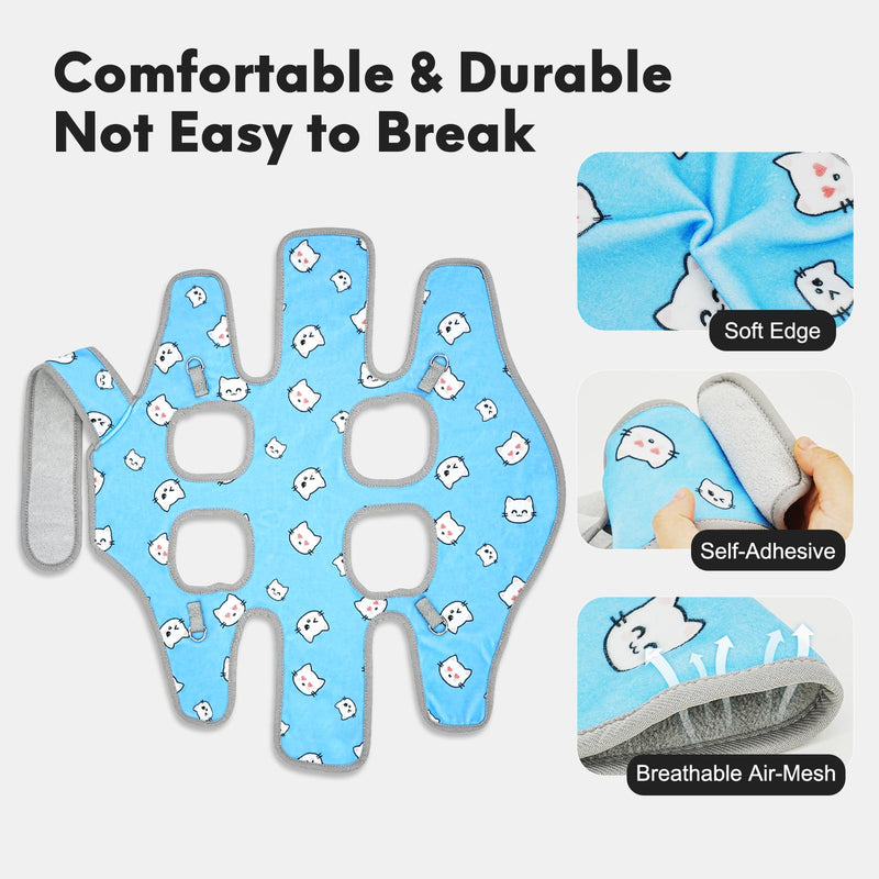 Supet Cat Grooming Hammock, Soft Fabric Nail Clipper Hammock, Self-Adhesive Wrap for Cutting Nails, Quickly Calm Down for Medicine, Teeth Brushing, Ear Cleaning S ( Weight：3-8LB ) BlueCat