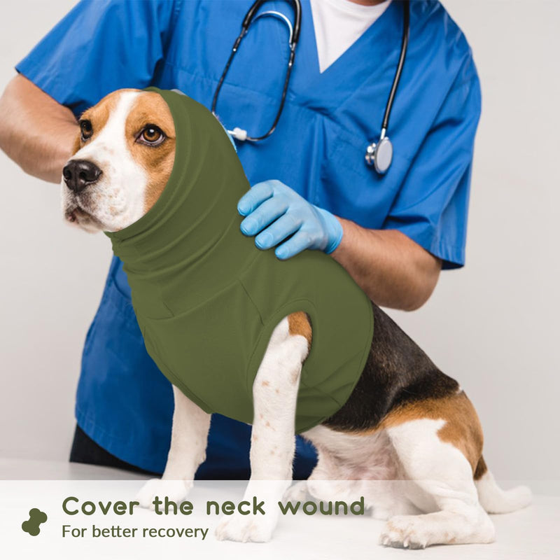 PUMYPOREITY Cat Neck Wound Protector, Cat Neck Recovery Covering Suit, Snood For Dog To Protect-Neck, Prevent Pet From Scratching The Stitches(Army green, XS) Army green
