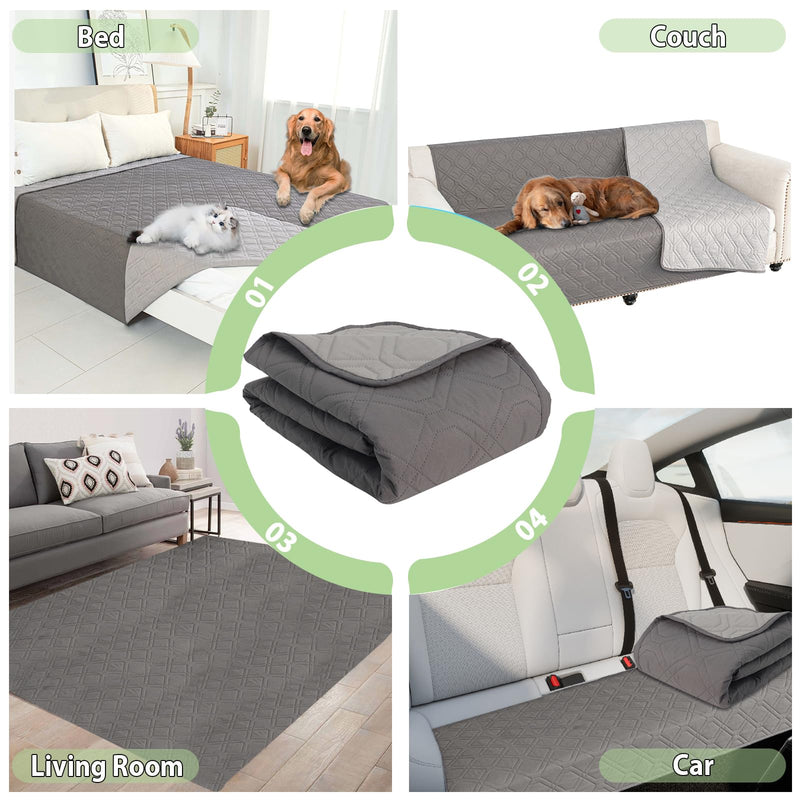 54x82 Inch Waterproof Dog Bed Cover Pet Blanket, Couch Cover for Dogs,Pets,Cats Washable Non-Slip Backing Reversible, Dark Gray/Light 54" X 82" - PawsPlanet Australia