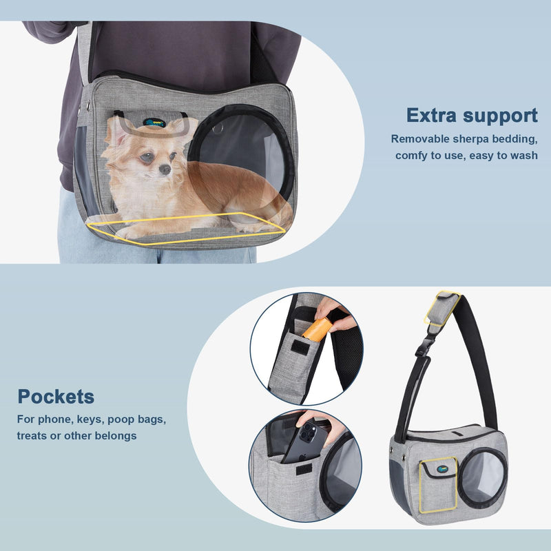 OWNPETS Pet Sling Carrier, Pet Airline Carrier Travel Bag, Fit 10~13lb Small Dogs, Comfortable, Adjustable, Perfect for Airline, Travelling, Daily Walk, Outdoor Activity and Weekend Adventure - PawsPlanet Australia