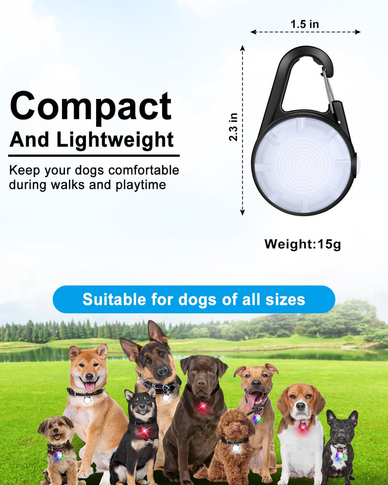 2 Pack Dog Collar Light, Rechargeable Dog Lights for Night Walking Clip On, 4 Modes Waterproof LED Collar Charm for Nighttime Running, Cycling, Pet Camping Essentials (Black) Matte Black - PawsPlanet Australia