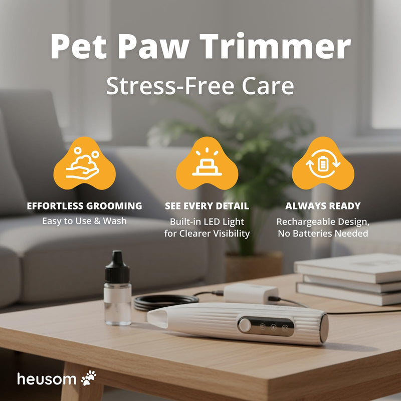 Silent Groom Pro Pet Paw Trimmer | Cordless Shaver for Dogs, Cats, Big & Small Animals with Light | Rechargeable Home and Salon Grooming Tool for Paws, Face, Ears, Butt - PawsPlanet Australia