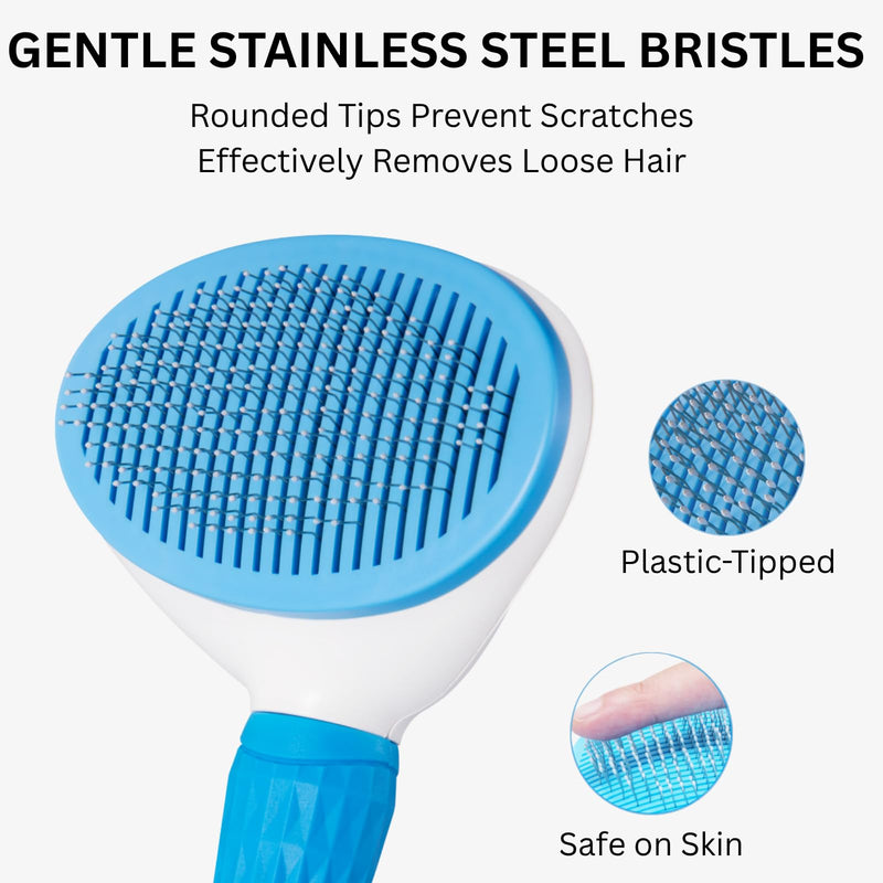 AIXINPET Cat & Dog Self Cleaning Slicker Brush - Easy to Remove Loose Fur, Harmless Deshedding Grooming Tool, Massaging Function - Suitable for Shedding & Furry Pets, like Rabbits and Ferrets - PawsPlanet Australia