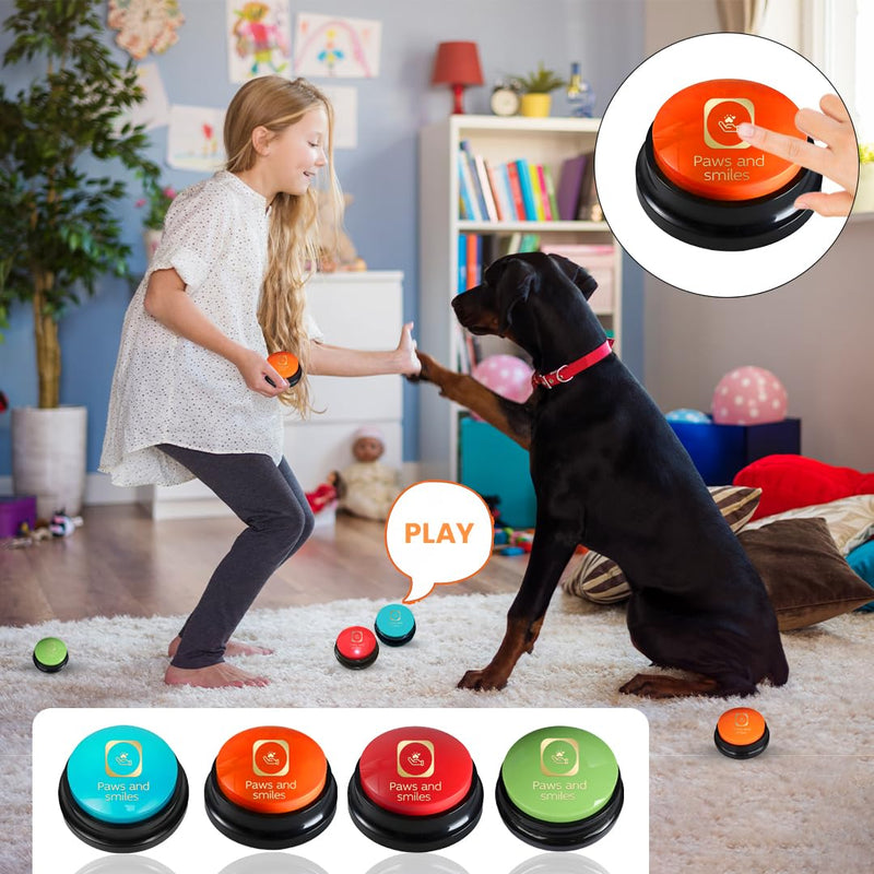Paws and Smiles Dog Talking Buttons, 8-Pack Recordable Dog Buttons for Communication & Training, Pet Buzzer Set for Dogs & Cats, Game Buzzers, Dog Gifts, Fluent Pet Tool - PawsPlanet Australia