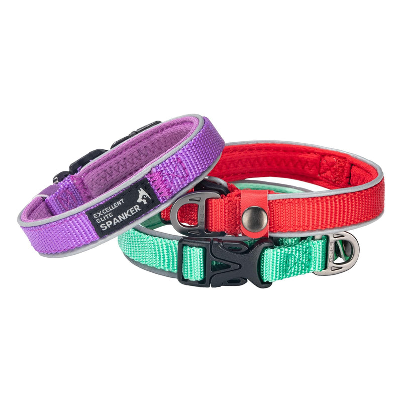 EXCELLENT ELITE SPANKER Classic Nylon Dog Collar Breathable Pet Collar with Buckle Adjustable for Small Dogs Cats Green Red Purple (Purple) Puppy Collar