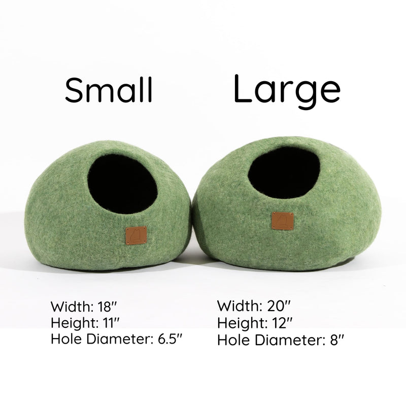 Best Aesthetic Cat Bed - Premium Felted Wool Cat Cave Bed - Cozy Peekaboo Round Cave for Large or Small Cats (Large, Ocean Blue) - PawsPlanet Australia