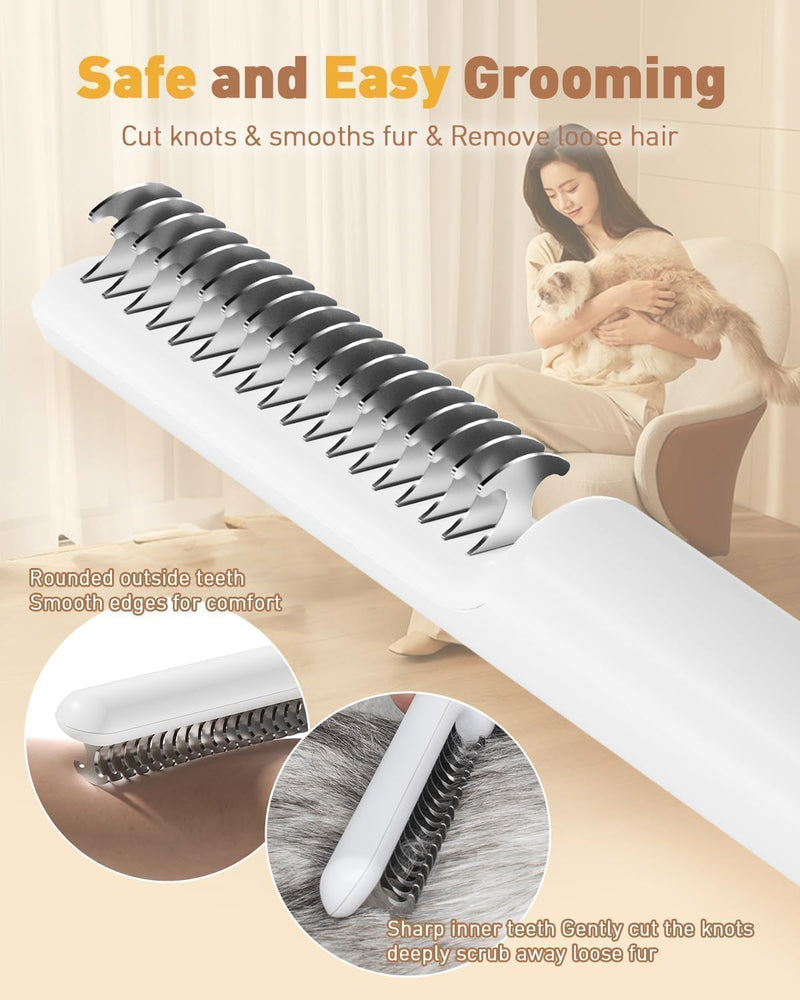 3-in-1 Pet Grooming Tool - Deshedding Dog Brush, Dematting Comb, Undercoat Rake for Long Hair Dogs & Cats, Grooming Comb for Shedding and Matting White - PawsPlanet Australia