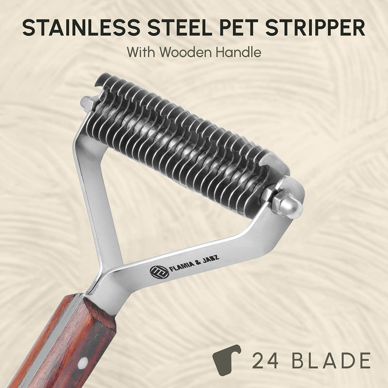 Flamia & Jabz Undercoat Rake for Dogs & Cats, Dematting Grooming Stripper Tool (24 Blades) 24 Blades