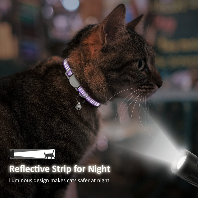 5 Pack Reflective-Breakaway Cat Collars with Bells,Adjustable Small Cat Collar,Ideal for Girl Cats Male Cats Kittens Puppies,Pet Supplies Stuff Accessories 7.9" - 13" (5 Bright Colors) 5 Bright Colors - PawsPlanet Australia