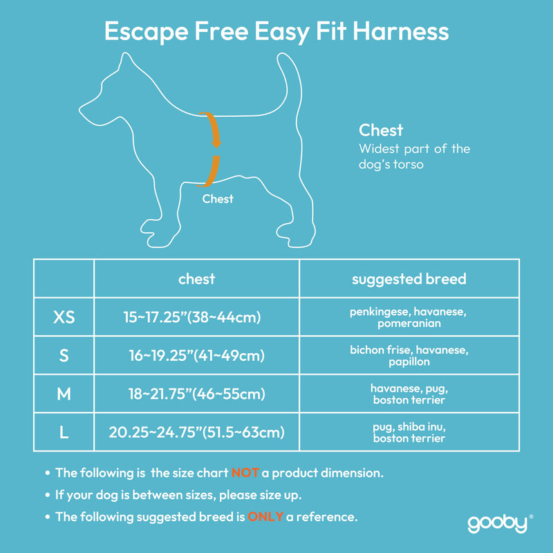 Gooby - Escape Free Easy Fit Harness, Small Dog Step-In Harness for Dogs that Like to Escape Their Harness, Turquoise, Medium Medium chest (18~21.75") - PawsPlanet Australia