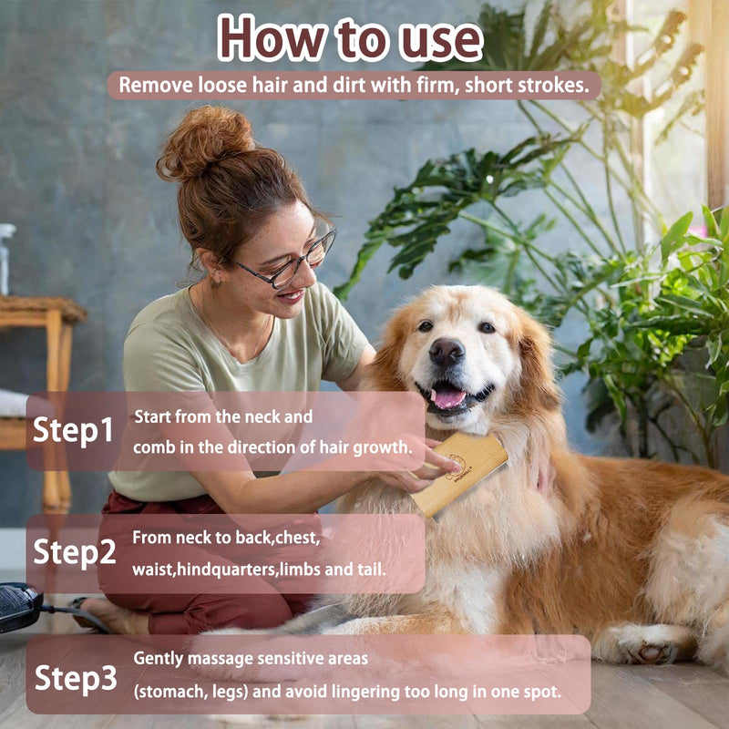 Premium Dog Brush for Shedding,Deshedding Brush Combs for Dogs,Cats,Horses,Professional Pet Hair Removal Grooming Tool for Short and Long Hair,Wooden Deshedder Shedding Tool (Nature Wood 4.33 Inch) - PawsPlanet Australia