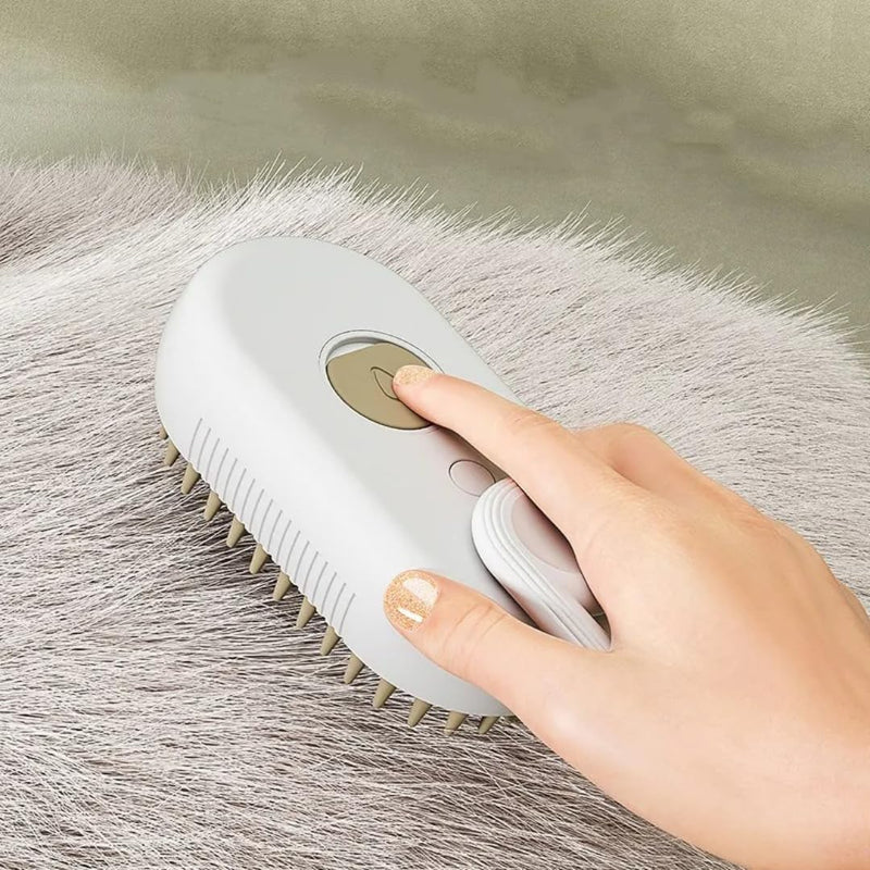 Cat Steam Brush,Rechargeable with Handle,Self-Cleaning Grooming Tool,for Cats and Dogs,3 In1 Cat Steamy Brush, Multifunctional Hair Comb for Removing Tangled and Loose Hair (white) white - PawsPlanet Australia