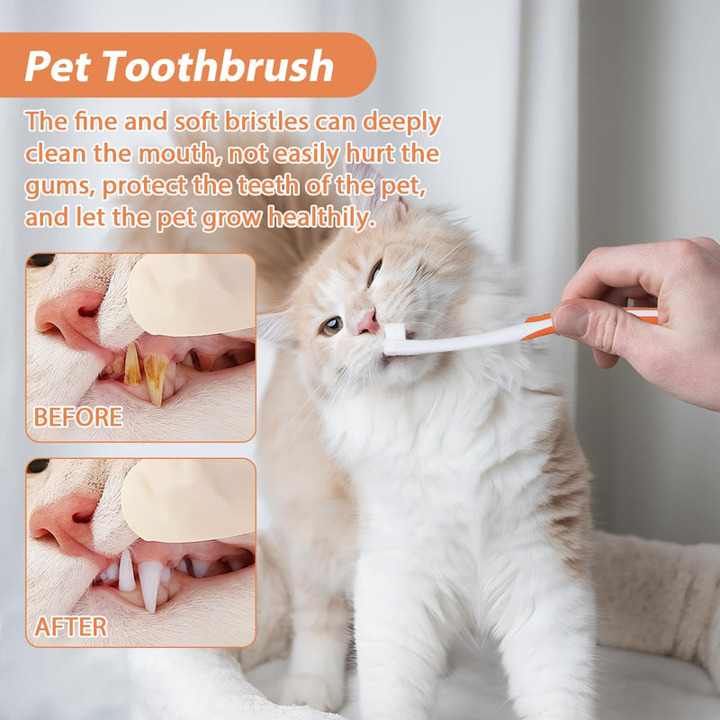 Dog Toothbrush and Toothpaste Care Kit with Vanilla Flavor Toothpaste & Finger Brush & Soft Bristle Toothbrush Teeth Cleaning and Breath Freshener