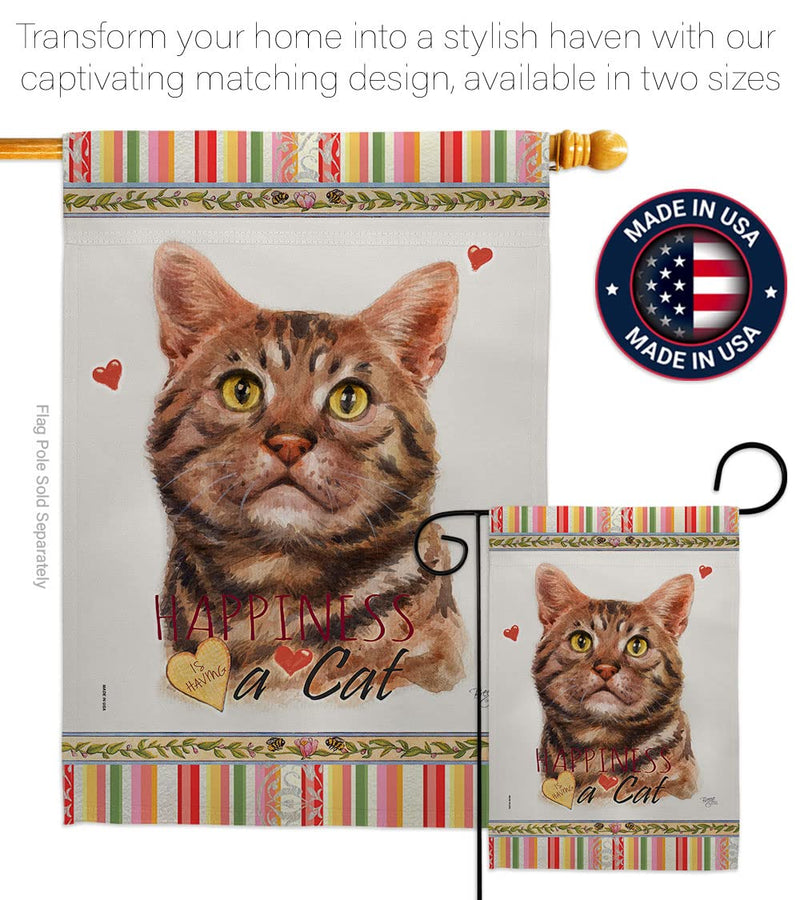 Breeze Decor American Short Hair Happiness House Flag 2 pcs Pack Cat Kitten Meow Spoiled Paw Fur Pet Nature Farm Animal Creature Banner Small Garden Yard Gift Double-Sided, Made in USA - PawsPlanet Australia